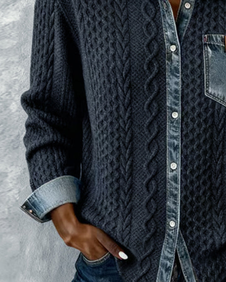 Laura - Chemise Manches Longues À Patchwork Jean