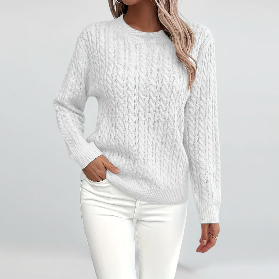 Elise - Pull confortable en maille torsadée au style intemporel