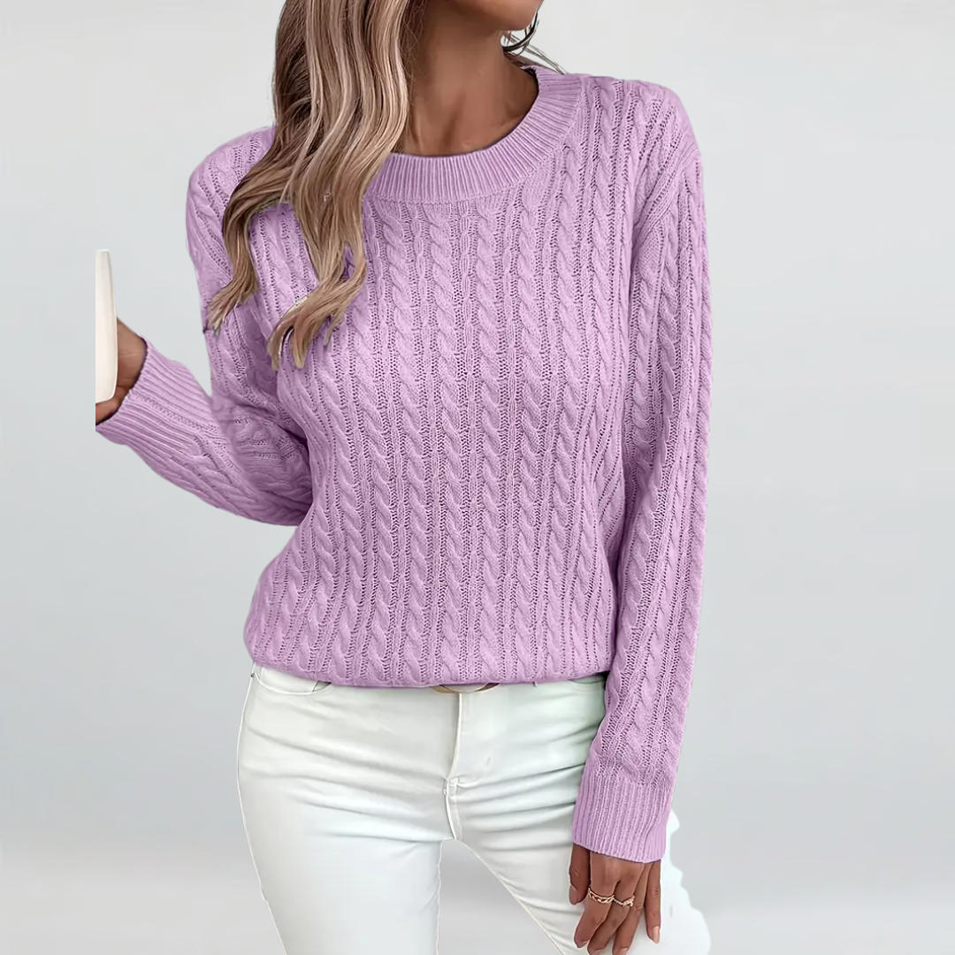 Elise - Pull confortable en maille torsadée au style intemporel