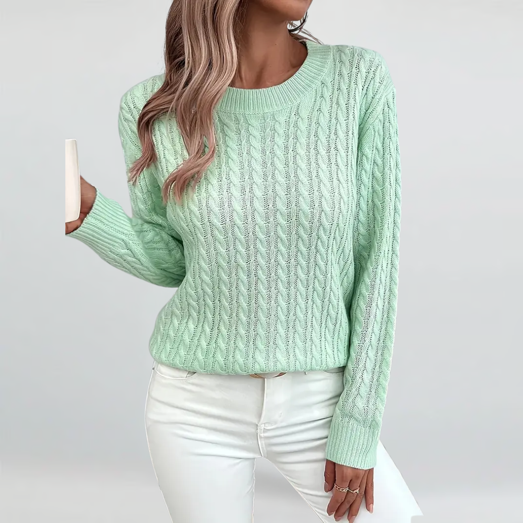 Elise - Pull confortable en maille torsadée au style intemporel