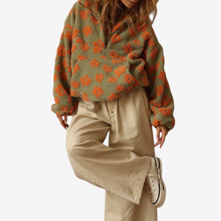 Emmanuelle - Pull Polaire Fleuri